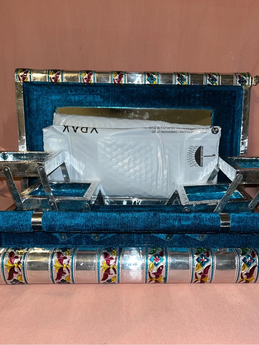 Handpainted Peacock Decorative Metal Box - Multicolor